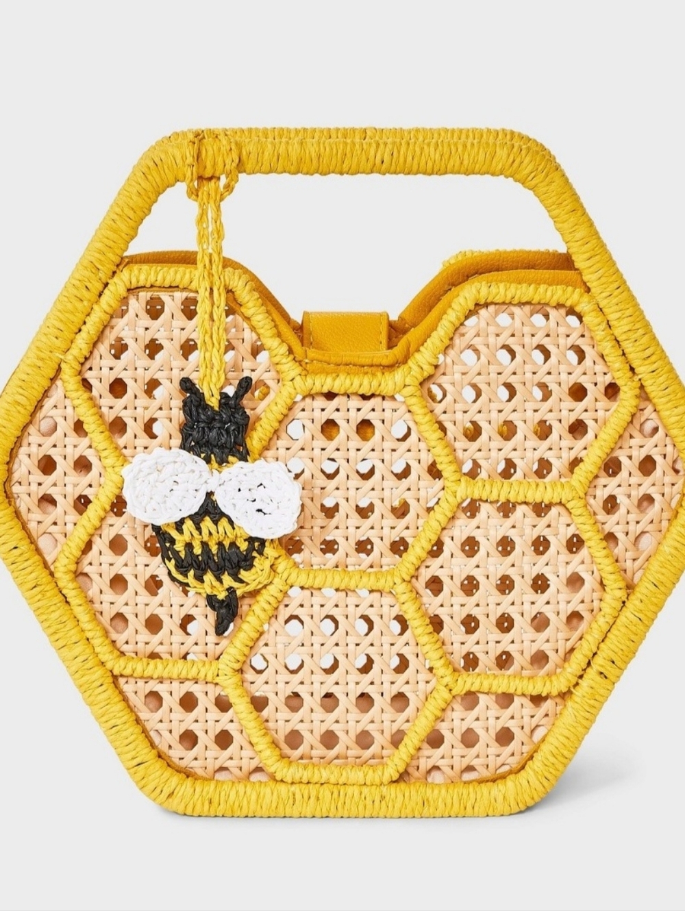 NWT Limited Edition Honeycomb Straw Handbag - Yellow